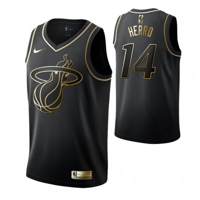 Nike Miami Heat #14 Tyler Herro Men's Black Golden Edition NBA Jersey Men's